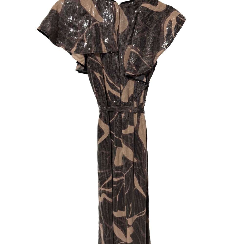 Ted Baker Edennie Black and Tan sequin Abstract Jumpsuit size 2 - Picture 2 of 13